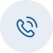 A dark blue line-art icon of a telephone handset with sound waves, set against a light blue circular background. This icon is commonly used to represent a phone call, contact us, or customer support.