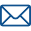 A simple, clean line-art icon of an envelope in dark blue, commonly used to represent an email address or contact form.